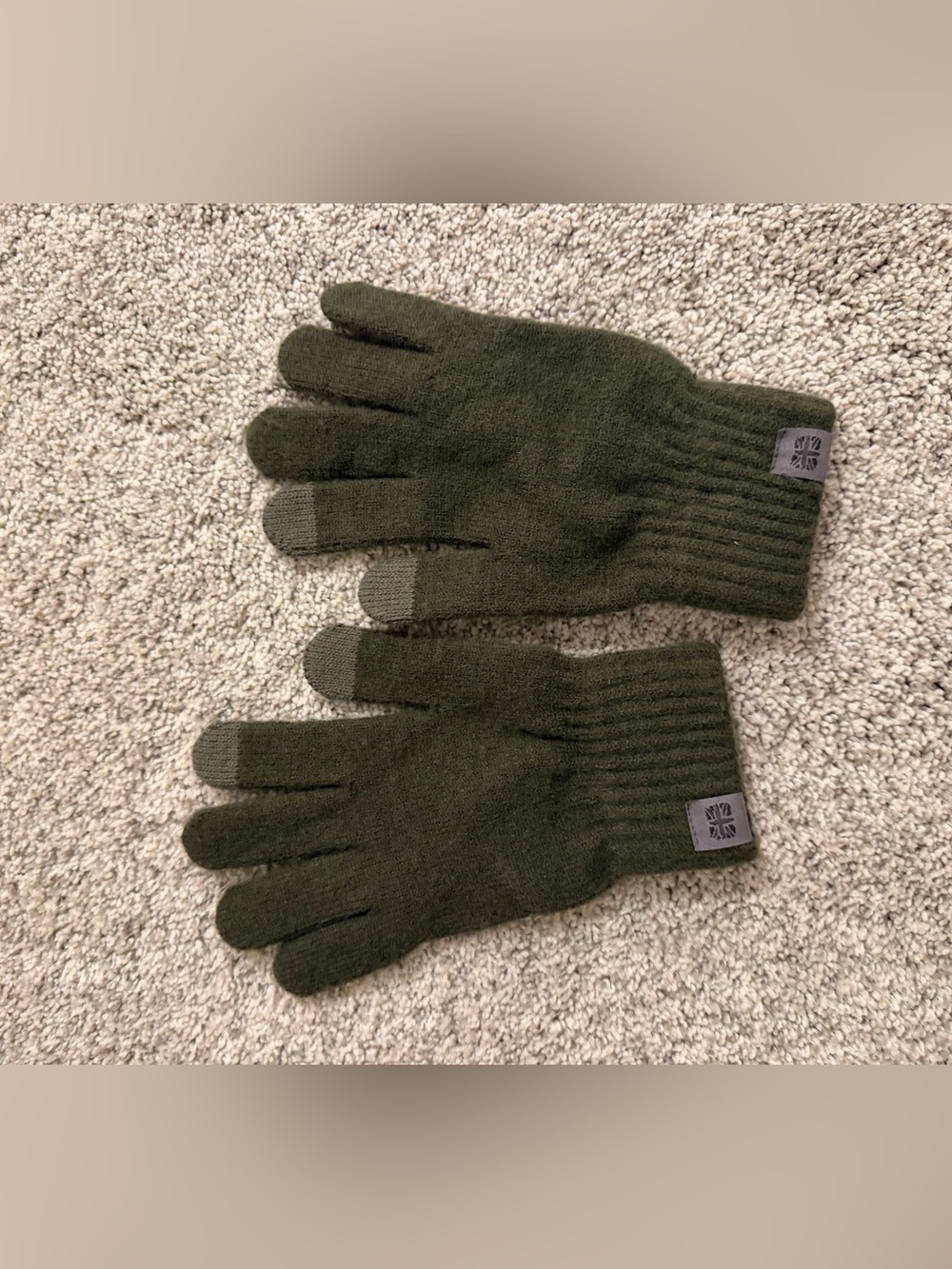 Men's Olive Green Touchscreen Knit Gloves